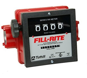 Medidor Mecanico Cuenta litros Fill-Rite 4 Digitos con Conexion 1 1/2 pulg. NPT para 150 LPM