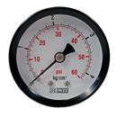 Manometro marca Dewit caratula 1 1/2 pulg, presion de 0-4 kg/cm2 (60 PSI), seco, escala dual, conexion posterior de 1/8 pulg NTP en Bronce, exactitud 2