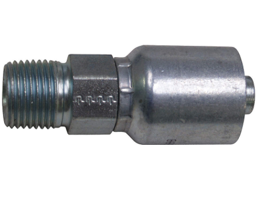 Conexion Crimpable Macho NPT de 3/8 pulg. x 3/8 pulg. ID Manguera, Parker, Serie 43, Acero