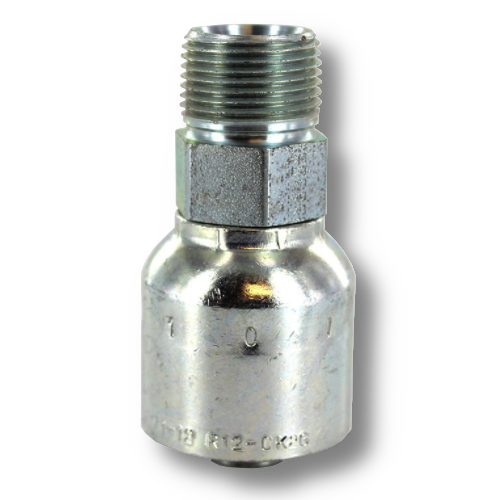 Conexion Crimpable Macho NPT de 3/4 pulg. x 1/2 pulg. ID Manguera, Parker, Serie 71, Acero