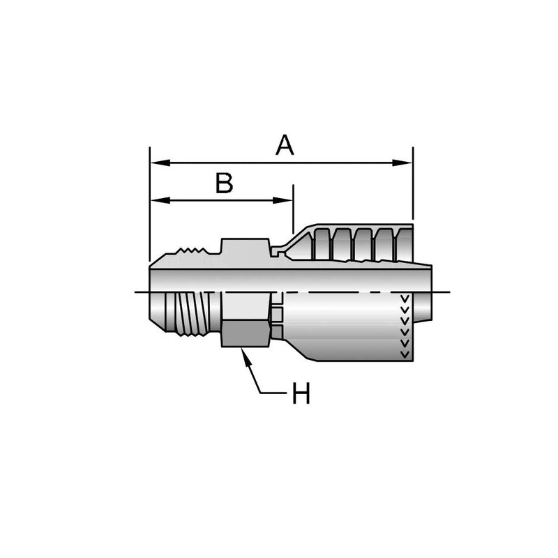 Conexion Crimpable Macho JIC 37 Flare de 1 pulg. x 1 pulg. ID Manguera, Parker, Serie 71, Acero