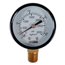 Manometro marca Dewit caratula 2 pulg, presion de 0-210 kg/cm2 (3000 PSI), seco, escala dual, conexion inferior de 1/4 pulg NTP en Bronce, exactitud 2