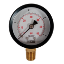 Manometro marca Dewit caratula 2 pulg, presion de 0-4 kg/cm2(60 PSI), seco, escala dual, conexion inferior de 1/4 pulg NTP en Bronce, exactitud 2