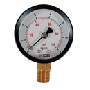 Manometro marca Dewit caratula 2 pulg, presion de 0-7 kg/cm2 (100 PSI), seco, escala dual, conexion inferior de 1/4 pulg NTP en Bronce, exactitud 2
