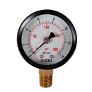 Manometro marca Dewit caratula 2 1/2 pulg, presion de 0-14 kg/cm2 (200 PSI), seco, escala dual, conexion inferior de 1/4 pulg NTP en Bronce, exactitud 2