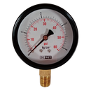 Manometro marca Dewit caratula 2 1/2 pulg, presion de 0-4 kg/cm2(60 PSI), seco, escala dual, conexion inferior de 1/4 pulg NTP en Bronce, exactitud 2