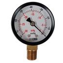 Manovacuometro marca Dewit caratula 2 1/2 pulg, presion de -76 a 0 cm/hg (-30 a 0 in/hg), seco, escala dual, conexion inferior de 1/4 pulg NTP en Bronce, exactitud 2