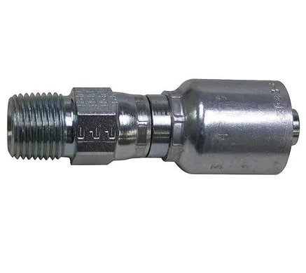 Conexion Crimpable Macho Giratorio NPT de 3/8 pulg. x 3/8 pulg. ID Manguera, Parker, Serie 43, Acero