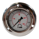 Manometro marca Dewit caratula 2 1/2 pulg, presion de 0-11 kg/cm2 (160 PSI), con glicerina, escala dual, conexion posterior de 1/4 pulg NTP en Bronce, exactitud 2