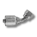 Conexion Crimpable Codo 45 Hembra JIC 37 Flare de 3/8 pulg. x 3/8 pulg. ID Manguera, Parker, Serie 43, Acero