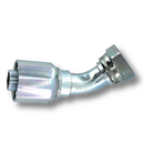 Conexion Crimpable Codo 45 Hembra JIC 37 Flare de 3/4 pulg. x 3/4 pulg. ID Manguera, Parker, Serie 43, Acero