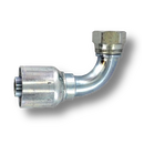 Conexion Crimpable Codo 90 corto Hembra JIC 37 Flare de 3/8 pulg. x 3/8 pulg. ID Manguera, Parker, Serie 71, Acero