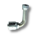 Conexion Crimpable Codo 90 largo Hembra JIC 37 Flare de 3/8 pulg. x 3/8 pulg. ID Manguera, Parker, Serie 71, Acero