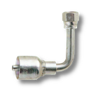 Conexion Crimpable Codo 90 largo Hembra JIC 37 Flare de 1/2 pulg. x 1/2 pulg. ID Manguera, Parker, Serie 43, Acero