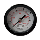 Manometro marca Dewit caratula 1 1/2 pulg, presion de 0-14 kg/cm2 (200 PSI), seco, escala dual, conexion posterior de 1/8 pulg NTP en Bronce, exactitud 2