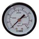 Manometro marca Dewit caratula 2 pulg, presion de 0-280 kg/cm2 (4000 PSI), seco, escala dual, conexion posterior de 1/4 pulg NTP en Bronce