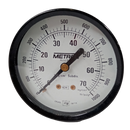 Manometro marca Metron caratula 2 pulg,  presion de 0-70 kg/cm2 (1000 PSI), seco, escala dual, conexion posterior de 1/4 pulg NTP en Bronce