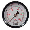 Manometro marca Dewit caratula 2 pulg, presion de 0-7 kg/cm2 (100 PSI), seco, escala dual, conexion posterior de 1/4 pulg NTP en Bronce, exactitud 2