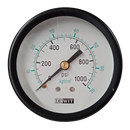 Manometro marca Dewit caratula 2 1/2 pulg, presion de 0-70 kg/cm2 (1000 PSI), seco, escala dual, conexion posterior de 1/4 pulg NTP en Bronce, exactitud 2