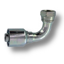 Conexion Crimpable Codo 90 Hembra BSP de 1 pulg. x 1 pulg. ID Manguera, Parker, Serie 43, Acero