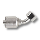 Conexion Crimpable Codo 45 Hembra Nariz de bola serie L de 15mm x 1/2 pulg. ID Manguera, Parker, Serie 43, Acero