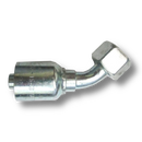 Conexion Crimpable Codo 45 Hembra O-Ring serie L de 15mm x 1/2 pulg. ID Manguera, Parker, Serie 43, Acero