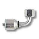 Conexion Crimpable Codo 90 Hembra O-Ring serie L de 22mm x 3/4 pulg. ID Manguera, Parker, Serie 43, Acero