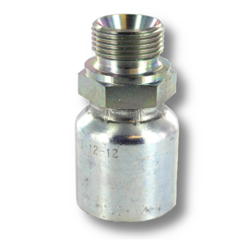 Conexion Crimpable Macho BSP de 1/4 pulg. x 1/4 pulg. ID Manguera, Parker, Serie 43, Acero