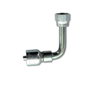 Conexion Crimpable Codo 90 largo Hembra cara plana de 3/4 pulg. x 3/4 pulg. ID Manguera, Parker, Serie 43, Acero