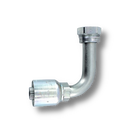 Conexion Crimpable Codo 90 largo Hembra cara plana de 1/2 pulg. x 1/2 pulg. ID Manguera, Parker, Serie 71, Acero