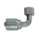 Conexion Crimpable Codo 90 medio Hembra cara plana de 1/2 pulg. x 3/8 pulg. ID Manguera, Parker, Serie 43, Acero