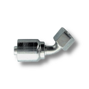 Conexion Crimpable Codo 45 Hembra cara plana de 3/8 pulg. x 3/8 pulg. ID Manguera, Parker, Serie 43, Acero