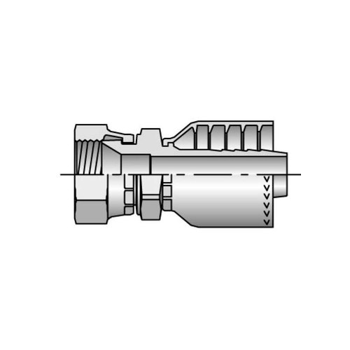 Conexion Crimpable Hembra Flare 30 Metrico de M33 x 1 pulg. ID Manguera, Parker, Serie 71, Acero