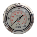 Manometro Dewit Acero Inox. de 4 pulg. presion de 0-42 Kg (600 PSI) con Glicerina Conexion Posterior Bronce NPT de 1/2 pulg.