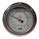 Manovacuometro marca Dewit caratula 4 pulg, presion de -76 cm/hg a 3 kg/cm2 (-30 in/hg a 42 PSI), con glicerina, escala dual, conexion posterior de 1/2 pulg NTP en Bronce, exactitud 1