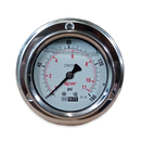 Manometro marca Dewit caratula 2 1/2 pulg, presion de 0-11 kg/cm2 (160 PSI), con glicerina, escala dual, conexion posterior de 1/4 pulg NTP en Acero Inox, exactitud 1.6