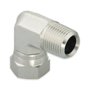 Adaptador codo 90 Parker de Acero Macho NPTF de 1/2 pulg. X Hembra NPSM Giratoria de 1/2 pulg.