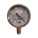 Manovacuometro marca Dewit caratula 2 1/2 pulg, presion de -76 a 0 cm/hg (-30 a 0 in/hg), con glicerina, escala dual, conexion inferior de 1/4 pulg NTP en Bronce, exactitud 2