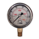 Manometro marca Dewit caratula 2 1/2 pulg, presion de 0-280 kg/cm2 (4000 PSI), con glicerina, escala dual, conexion inferior de 1/4 pulg NTP en Bronce, exactitud 2
