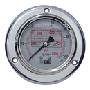 Manometro marca Dewit caratula 2 1/2 pulg, presion de 0-105 kg/cm2 (1500 PSI), con glicerina, escala dual, conexion posterior de 1/4 pulg NTP en Bronce, exactitud 2