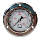 Manometro marca Dewit caratula 2 1/2 pulg, presion de 0-280 kg/cm2 (4000 PSI), con glicerina, escala dual, conexion posterior de 1/4 pulg NTP en Bronce, exactitud 2