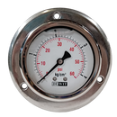 Manometro marca Dewit caratula 2 1/2 pulg, presion de 0-4 kg/cm2 (60 PSI), con glicerina, escala dual, conexion posterior de 1/4 pulg NTP en Bronce, exactitud 2