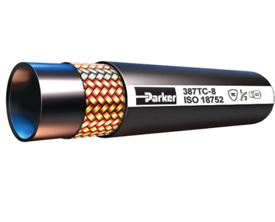 Manguera Hidraulica Parker de 1/4 pulg. a 3000 PSI, Alta Presion, Fluidos Hid/Aceites, Caucho/Trenza acero, Serie 43