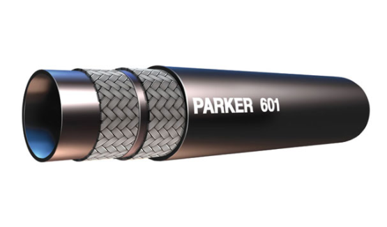 Manguera Hidraulica Parker de 3/8 pulg. a 1125 PSI, Media Presion, SAE100R3, Fluidos Hid/Aceites, Caucho/Trenza fibra, Serie 43
