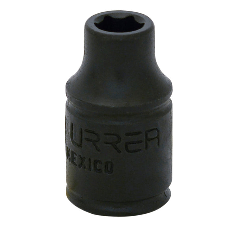 Dado impacto Urrea de Acero Fosfatizado Metrico 6 puntas Boca de 8mm X Cuadro de 1/4 pulg. Longitud de 15/16 pulg.