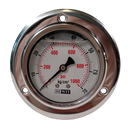 Manometro marca Dewit caratula 2 1/2 pulg, presion de 0-70 kg/cm2 (1000 PSI), con glicerina, escala dual, conexion posterior de 1/4 pulg NTP en Bronce, exactitud 2