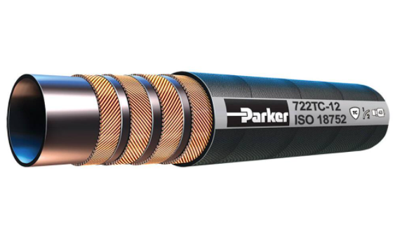 Manguera Hidraulica Parker de 1 pulg. a 4000 PSI, Extrema Presion, SAE100R12, Fluidos Hid/Aceites, Cuatro espirales, Serie 71/43