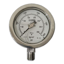 Manometro Dewit Acero Inox. de 4 pulg. presion de 0-350 Kg (5000 PSI) con Glicerina Conexion Inferior Acero Inox. 316 NPT de 1/2 pulg.
