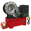 Crimpadora Marca Custom Crimp con Micrometro, con motor de 2hp, 220V CA, control de pedal, capacidad de prensado para mangueras de 1/4 pulg. a 2 pulg. Diametro Int. NO Incluye Dados.