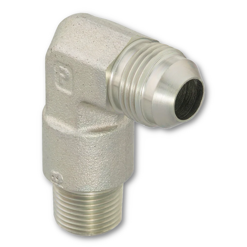 Adaptador codo 90 Parker de Acero Macho JIC 37 Flare de 5/8 pulg. X Macho NPT de 1/2 pulg.-14